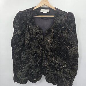Vintage Scott McClintock Black Gold 1980s Bolero Beaded Floral Formal Jacket
